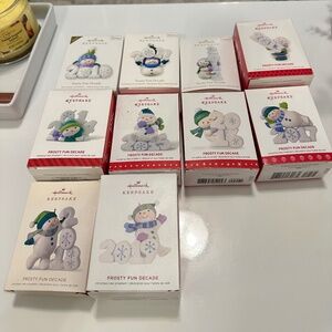 Hallmark Keepsake Frosty Fun Decade series 10 Ornaments 2010-2019